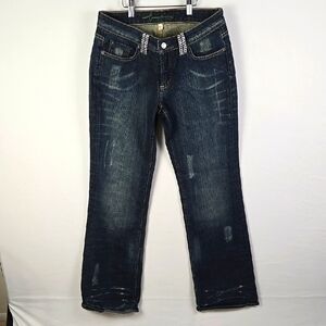 Bebe Vtg Sophie Rhinestone Logo Bootcut Women's Denim Jeans Sz 30